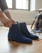 Regal Blue Cuban Heel Suede Chelsea Boot - Image 2
