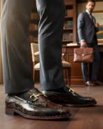 Python Brown Cuban Heel Designer Italian Loafer