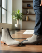 Regal Grey Cuban Heel Leather Chelsea Boot - Image 2