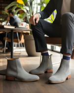 Regal Grey Cuban Heel Leather Chelsea Boot - Image 5